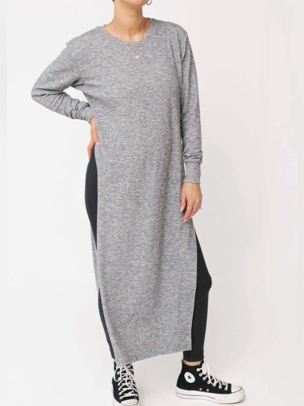 Smash + Tess Heather Grey Maxi Sweater Size 2XL